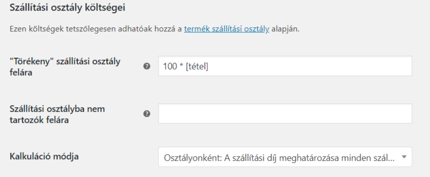 Pont szállítási modul szállítási osztályok használata
